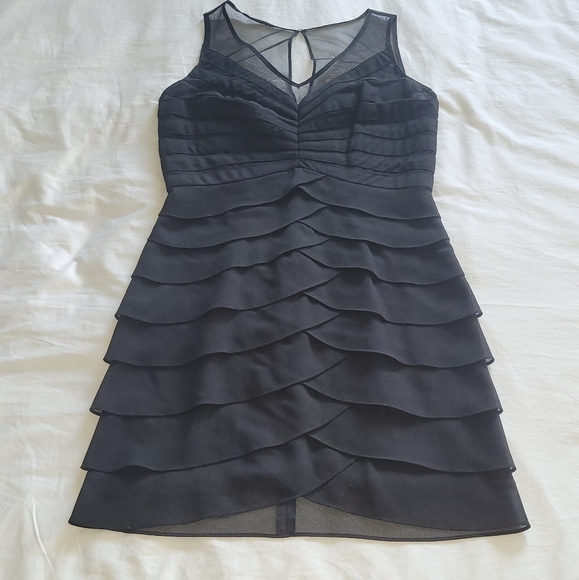 Little black dress with tulip layers and sheer - Picture 3 of 8